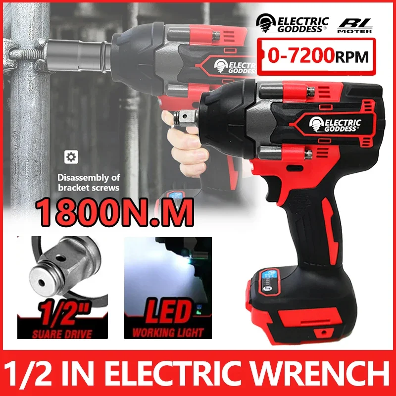 DTW700 1800 N.M Torque Brushless Impact Wrench 7200rpm 1/2 inch Lithium-ion Battery Cordless Power Tool for Makita 18V Battery dtw700 1800 n m 7200rpm cordless impact wrench 1 2 inch suitable for makita 18v lithium ion battery torque brushless power tool