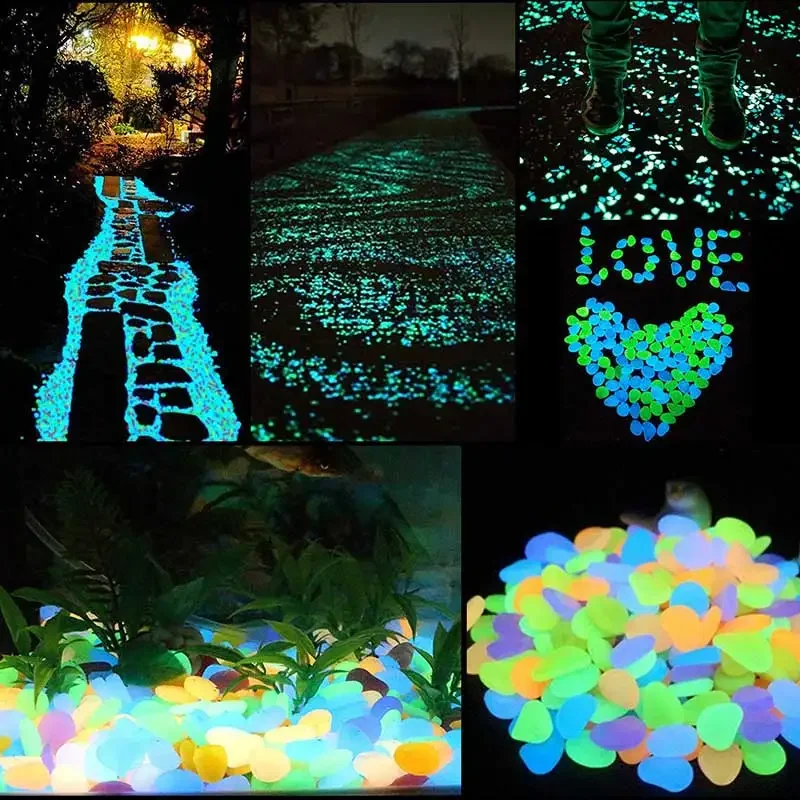 Luminous Pebbles Glow in the Dark Stones Colorful Home Garden Rocks For Walkways Ornaments Fish Tank DIY Decor 10/20/50/100Pcs