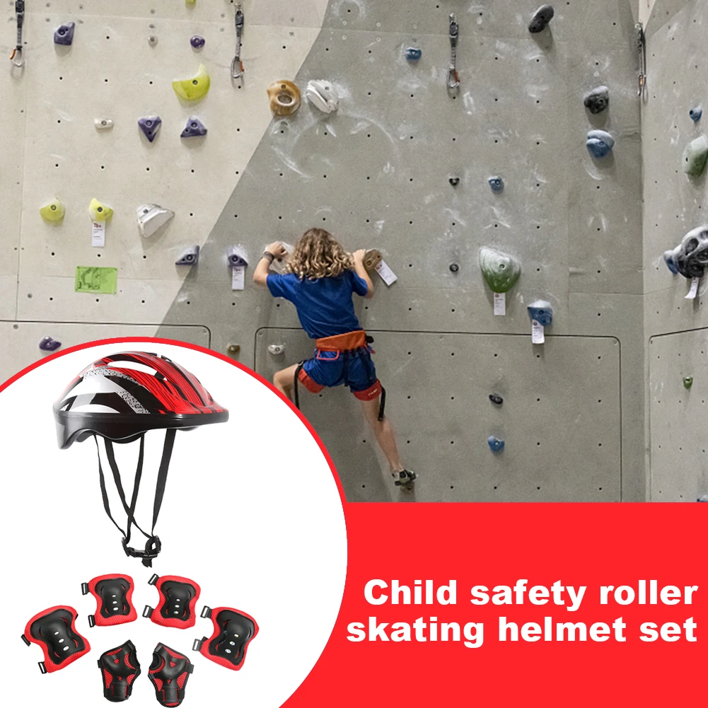 7Pcs Bicycle Sport Protective Gear Set with Wrist Guards Kids Safety Skating Helmet Pad Set Breathable for Boys Girls 5-12 Years