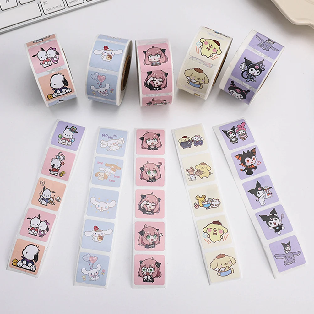 Cute Kuromi Pochacco My Melody Cartoon Stickers Roll Laptop Scrapbook Phone Diary Kawaii Aesthetic Sticker Decal Kids Toy 500PCS cartoon stickers kawaii stickers decorative stickers