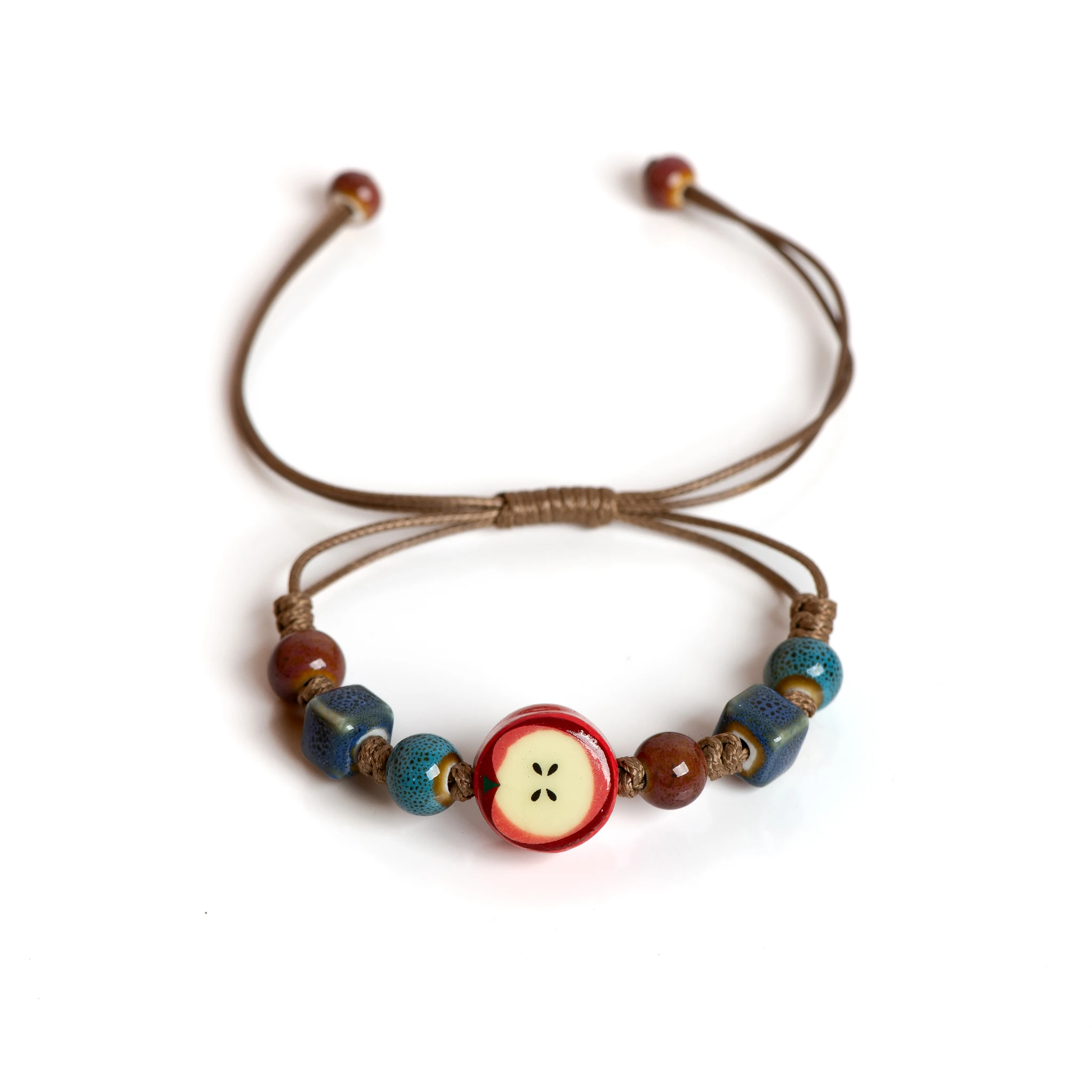 Handmade Apple Bracelet - Adjustable Woven Cord Cartoon Jewelry for Gifts