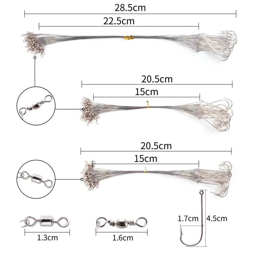 Fishing Line Fishing Tackle Fishing Leashes 10pc Steel Wire Leader Swivel Hooks 15/22.5cm Fishing Accessories Pike Bass Olta Leadcore Leash