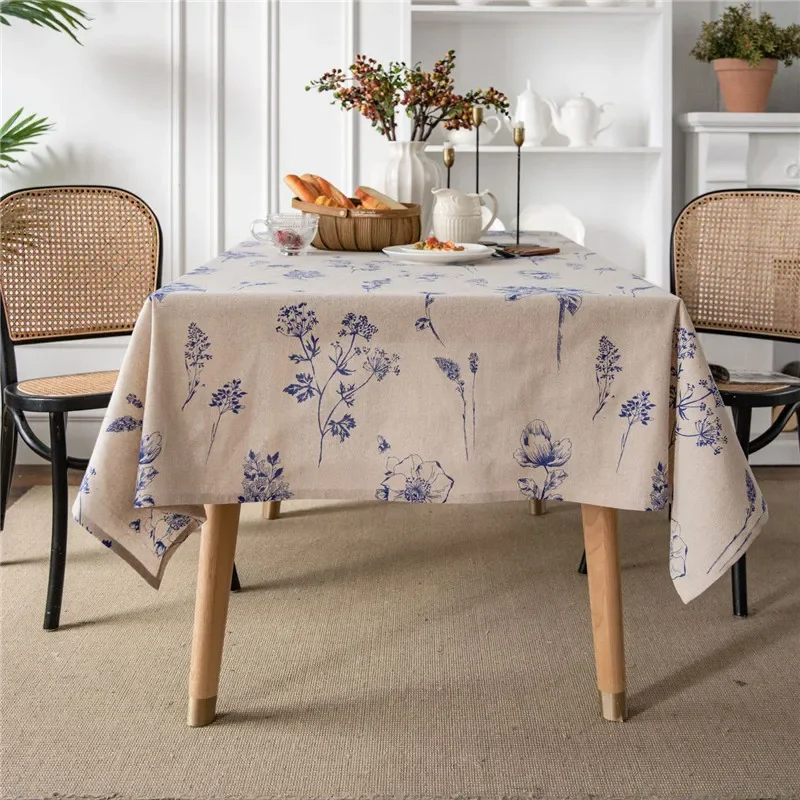 

Cotton Floral Printed Tablecloth Cotton Linen Rectangular Japan Style Tablecloth For Dining Kitchen Table Protector Cover Mantel