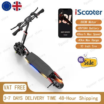 Monopattino Elettrico iScooter iX3 con Motore da 800W, Batteria 48V 10Ah, Pneumatici Fuoristrada da 10 Pollici, Doppia Sospensione, App, 40km/h, 30-40km di Autonomia