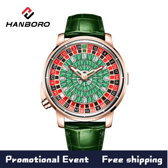 HANBORO Roulette Series MIYOTA Movement Men's Automatic Mechanical Watch Modified Rotation Function Personalized Creative