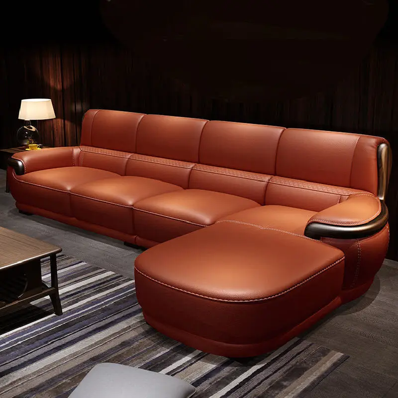 

Nordic Sofa Italy First Layer Cowhide Solid Wood Corner Word Small Apartment Living Room Outfit Combination Couch Recliner