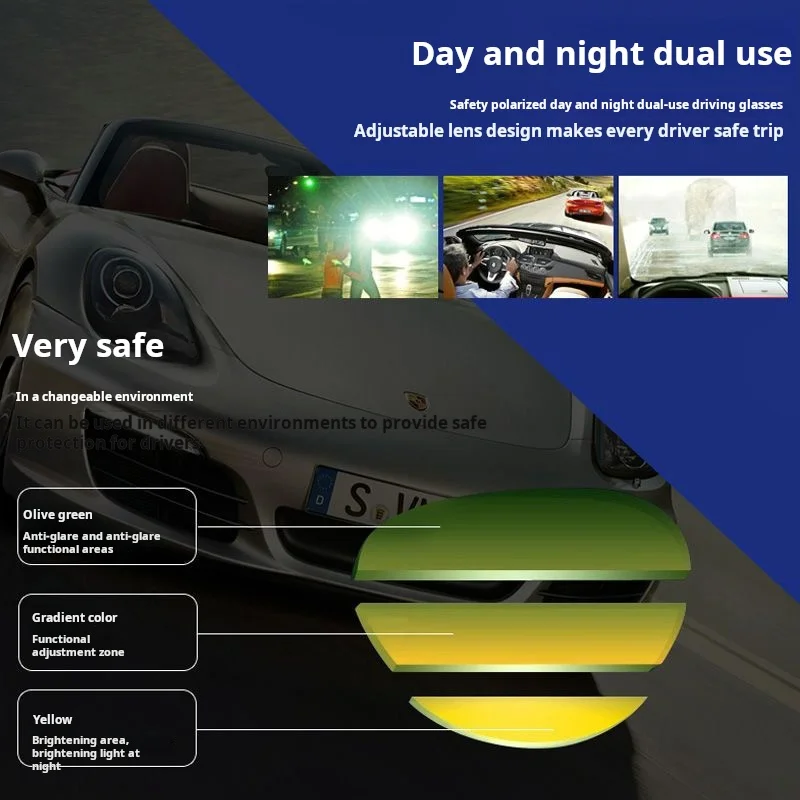Day and night dual-use clip polarizing light anti-glare anti-hyperbeam night vision goggles myopia sunglasses Sunglasses male