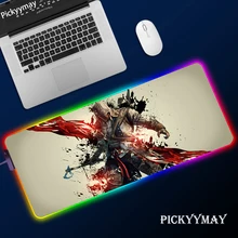 Assassin's Creed Gaming LED Mouse Pad RGB Backlight Mat Gamer XXL Computer Mousepad CS GO Hyper Non-Slip Rubber Desk Mat For PC