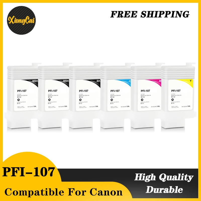 

NEW PFI-107 Refillable Ink Cartridge With Permanent Chips For Canon iPF670 iPF680 iPF685 iPF770 iPF780 iPF785 130ML 6Colors