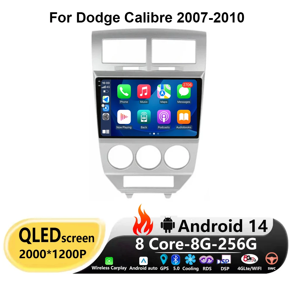 

Мультимедийный видеоплеер, 10 дюймов, Android 14, для Dodge Размер 2007-2010, автомобильное радио, навигация, Carplay, Автомобильный GPS 360, камера, 4G, Wi-Fi, DSP