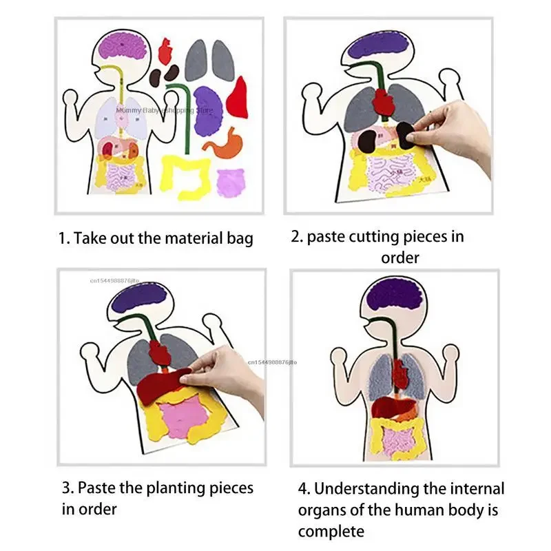 Montessori Body Parts Set Felt Board Stories Teaching Book for Toddlers Sensory Toy Preschool Teaching Story Travel Board 3
