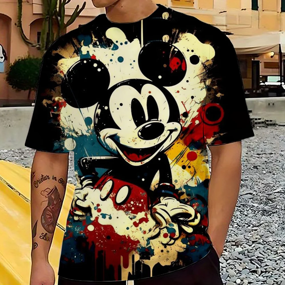 thumbnail image 1 of Camiseta de Mickey Mouse para niños, camisetas de dibujos animados de Disney para hombre, camiseta de manga corta de verano para parejas, lindas y divertidas camisetas, 1 of 4