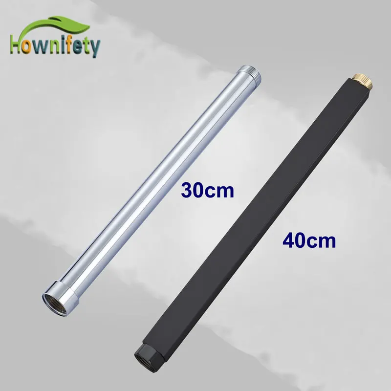 Round Square Extension Tube shower pipe extension shower head extender Shower Faucet Accessories Extra Extend Tube Black Chrome Nickel 30 cm/ 40 cm