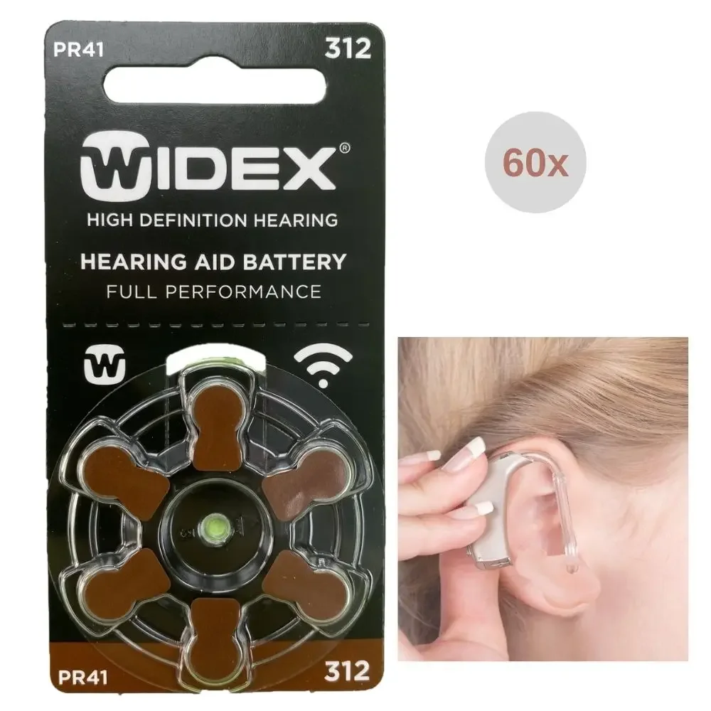 Scatola Di Batterie Per Apparecchi Acustici Widex Dimensioni 312 A312 312A Marrone Pr41 Zinco Aria (60 Celle Della Batteria)