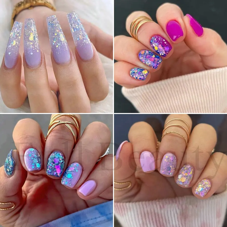 Nail Powder Nail Glitter Nail Pigment Nail Decoration Nail Decorations Nail Flakes Nail Powder Set 1Box Mermad Iridescent Hexagon Nail Art Glitter Sequins Holographic Flake Powder Paillette Gel Polish Decorations For Nails