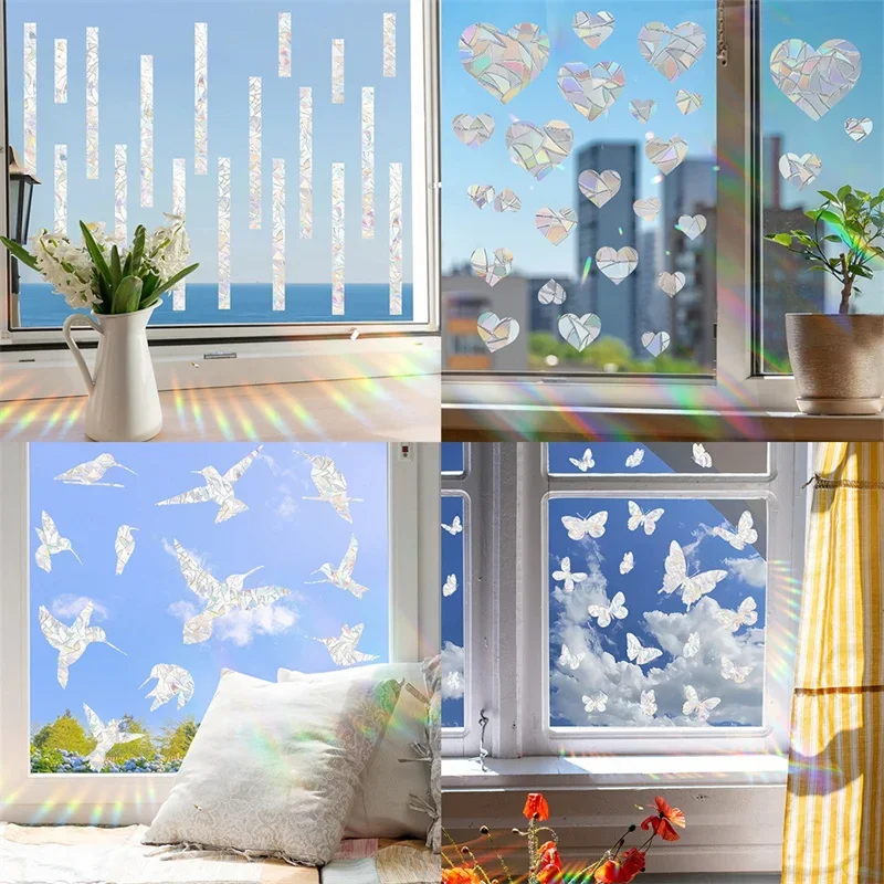 Sun Catcher Window Stickers Cloud Animals Butterfly Flower Pattern Electrostatic Rainbow Prisms Sunlight Decals