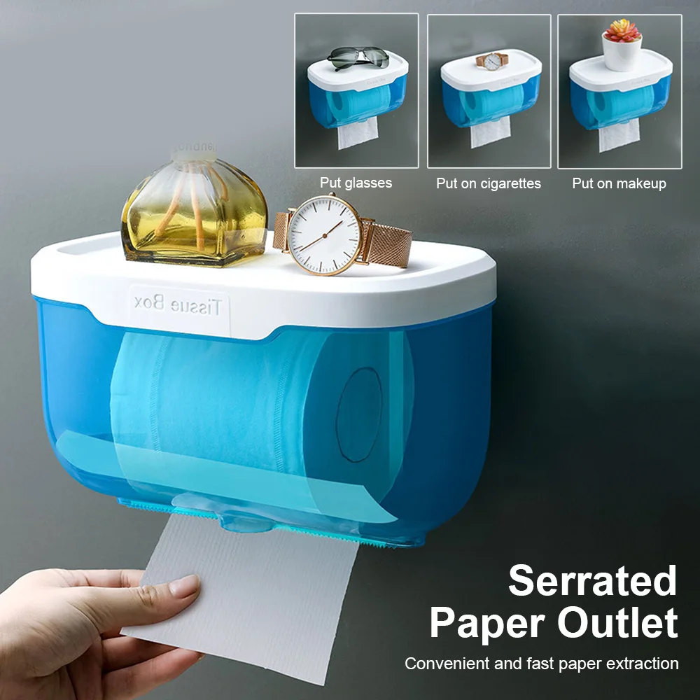 Waterproof Wall Mount Toilet Paper Holder Shelf Toilet Roll Paper Tube Storage Rack Bathroom Supplies toilet paper holder bathroom organizer shelf