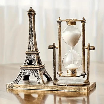 Vintage Eiffel Tower Hourglass Figurine - Creative Indoor Decor and Office Desk Ornament, Perfect for Home, Festivals 1