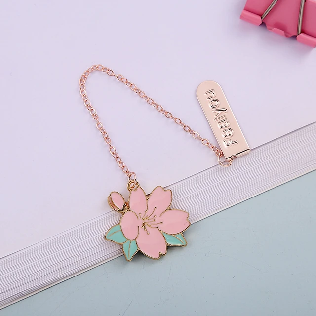 2pcs Diy Pendant Bookmarks Alloy Bookmark Cherry Blossoms Multicolor Flower  Stationery Books Clips Teacher Gift Book Holder Tab - AliExpress