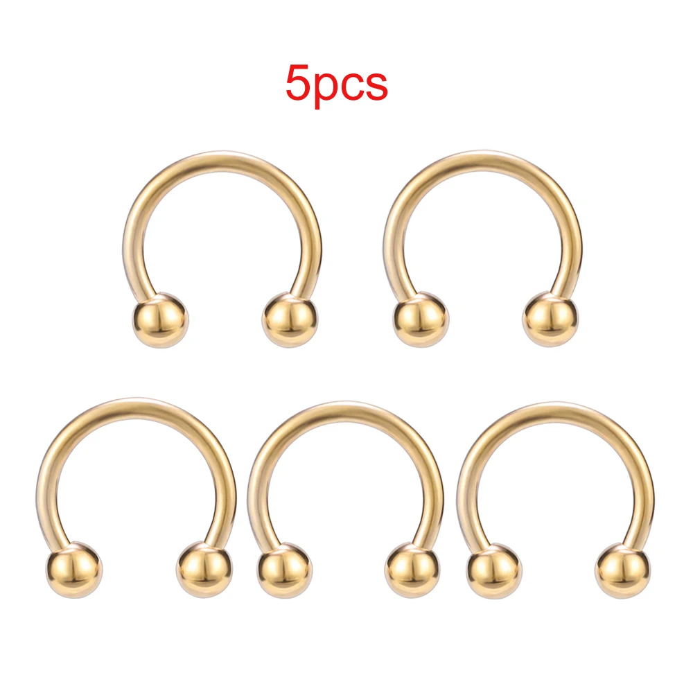 Piercing au nez,Rose gold10MMEnsemble de 5 Piercings de nez en acier