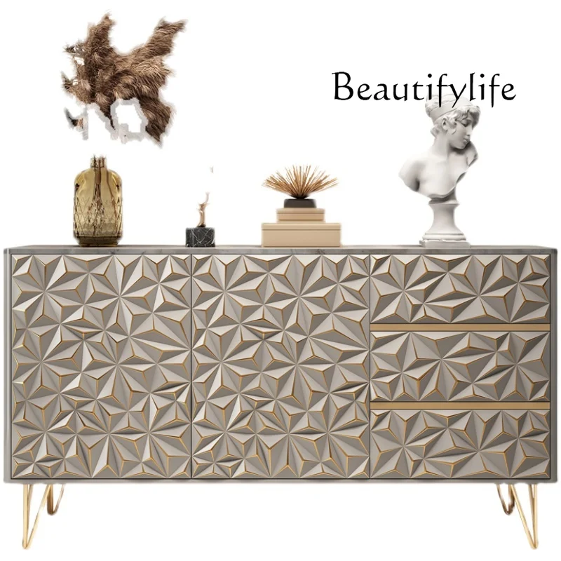 

Роскошный стеклянный шкаф в итальянском стиле из твердой древесины с каменной основой для прихожей, современный простой американский шкафчик с перегородками