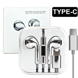 Premium Wired USB - C Earbuds with Mic & Volume Control - Chrome Silver (Type - C Plug)