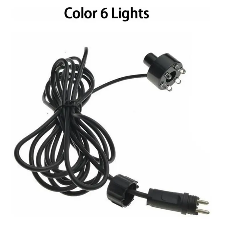 EYFL-6X RGB 6 LED AC12V 워터 분수 조명(2핀 연결 포함) 수중 연못 조명 수영장용 물 기능 조명