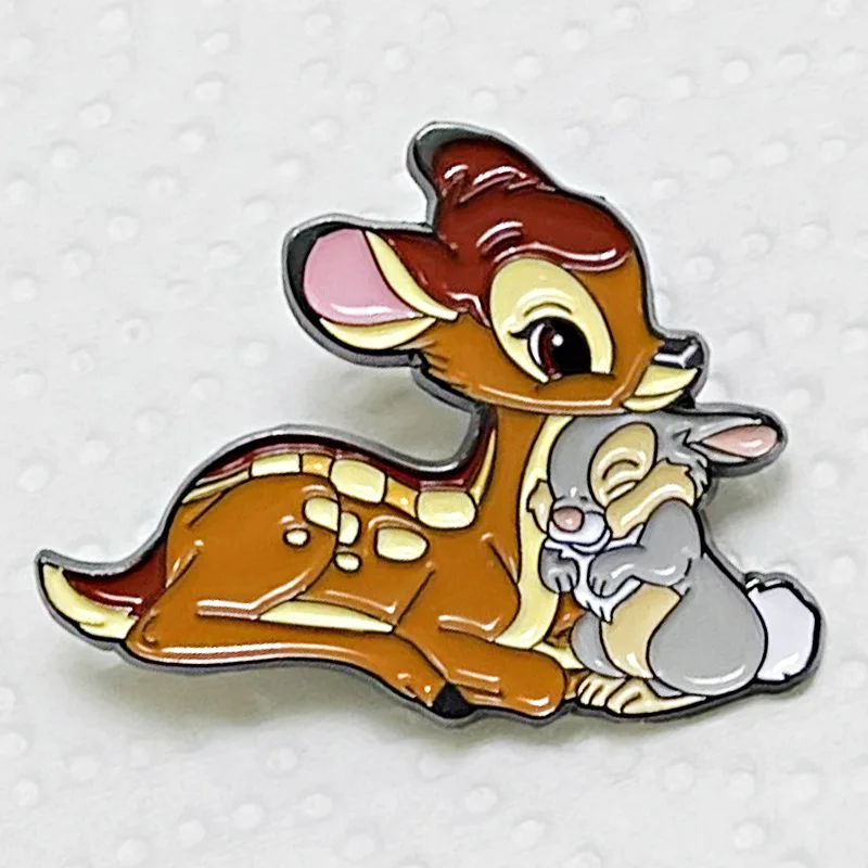 

Disney Bambi Anime Figure Thumper Nostalgic Movie Metal Badge Brooch Bag Clothing Decoration Kids Cartoon Toys Birthday Gifts