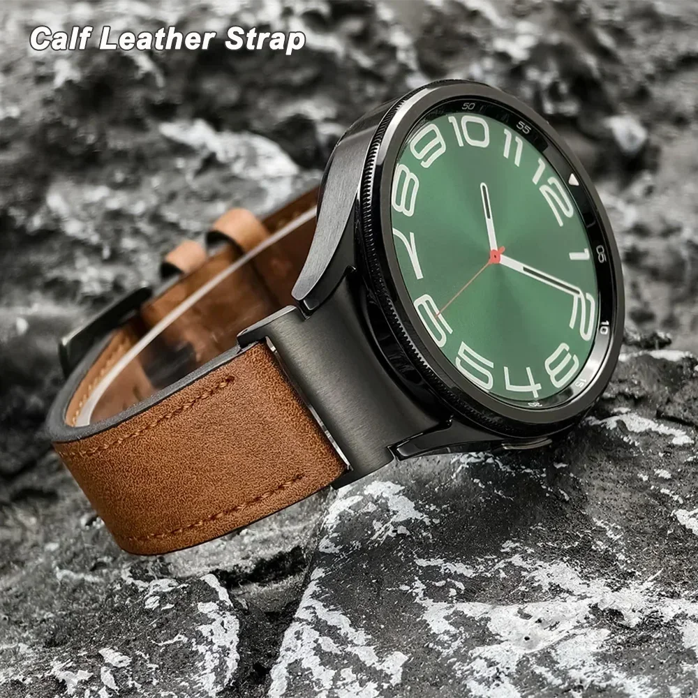 Calf Leather Strap - Premium No-Gap Smartwatch Band Bracelet