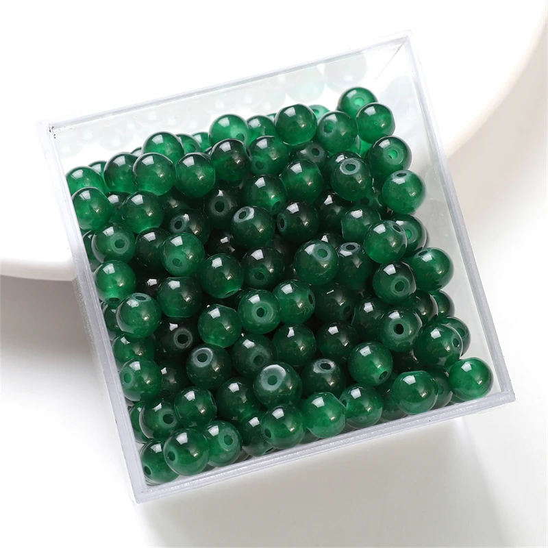 50-Piece Set of Vibrant Glass Imitation Jade Beads for Handmade Jewelry Crafting