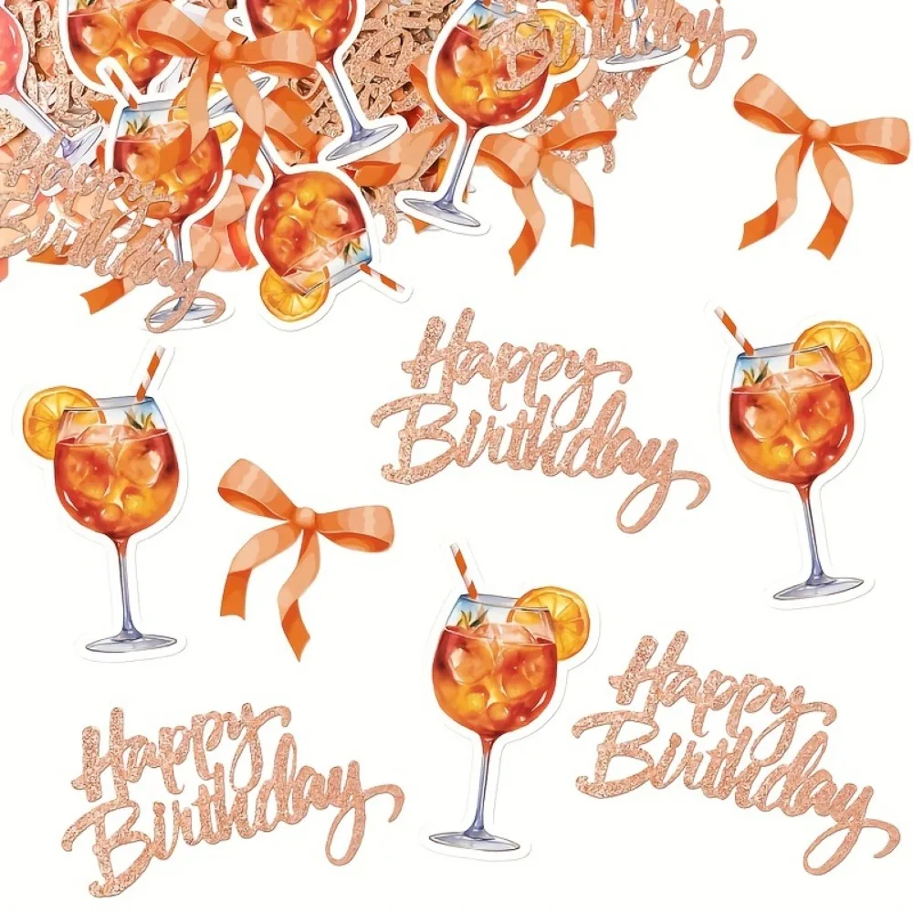 100 Stück alles Gute zum Geburtstag Konfetti Pailletten Orangensaft Weinglas Fliege Konfetti Streuung für Sommer Strand Geburtstag Party Dekoration