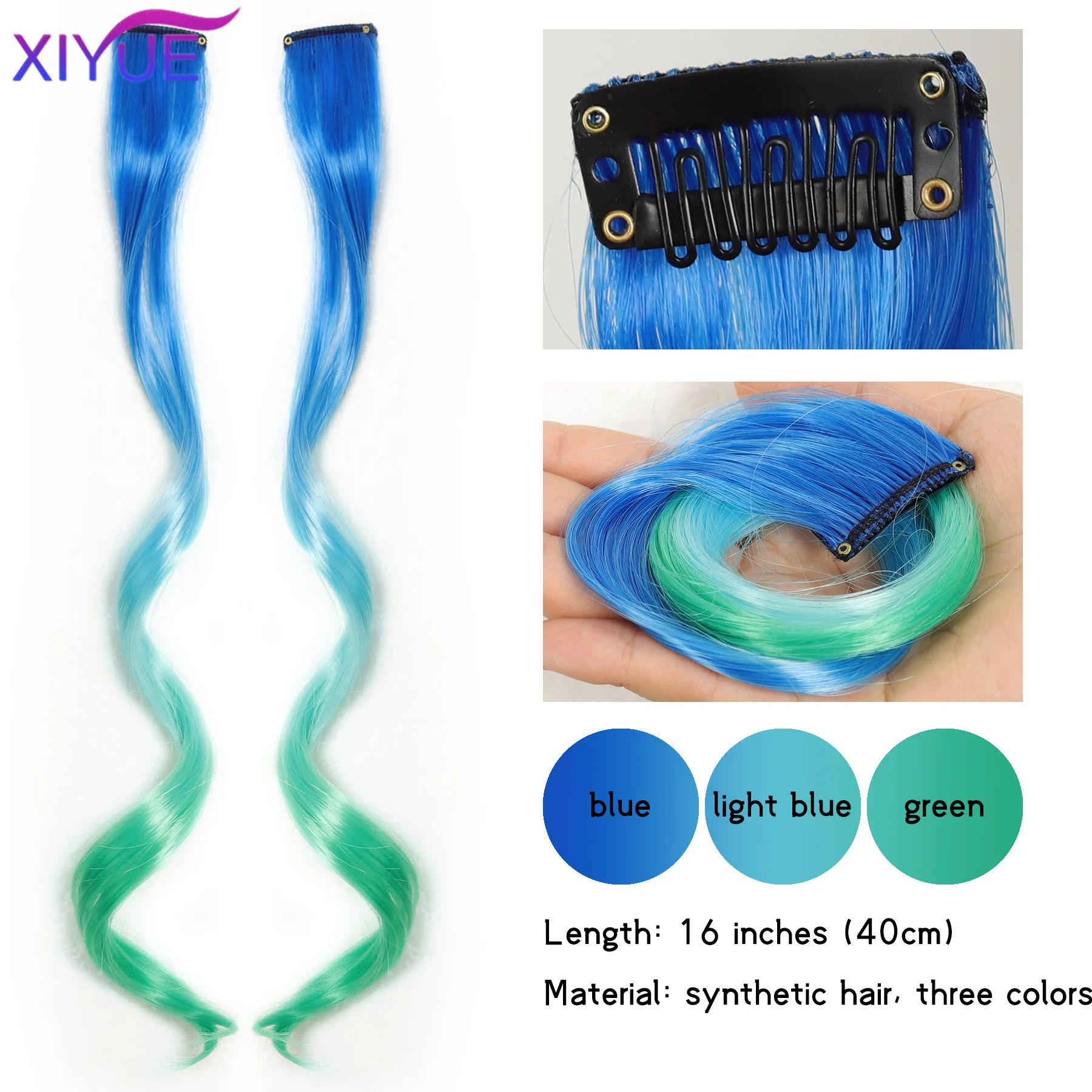 Colorful Hair Extensions Curly One Clip in Synthetic Long Hairpiece For Girls Women Kid Multi-colors Party Highlights Wig Piece