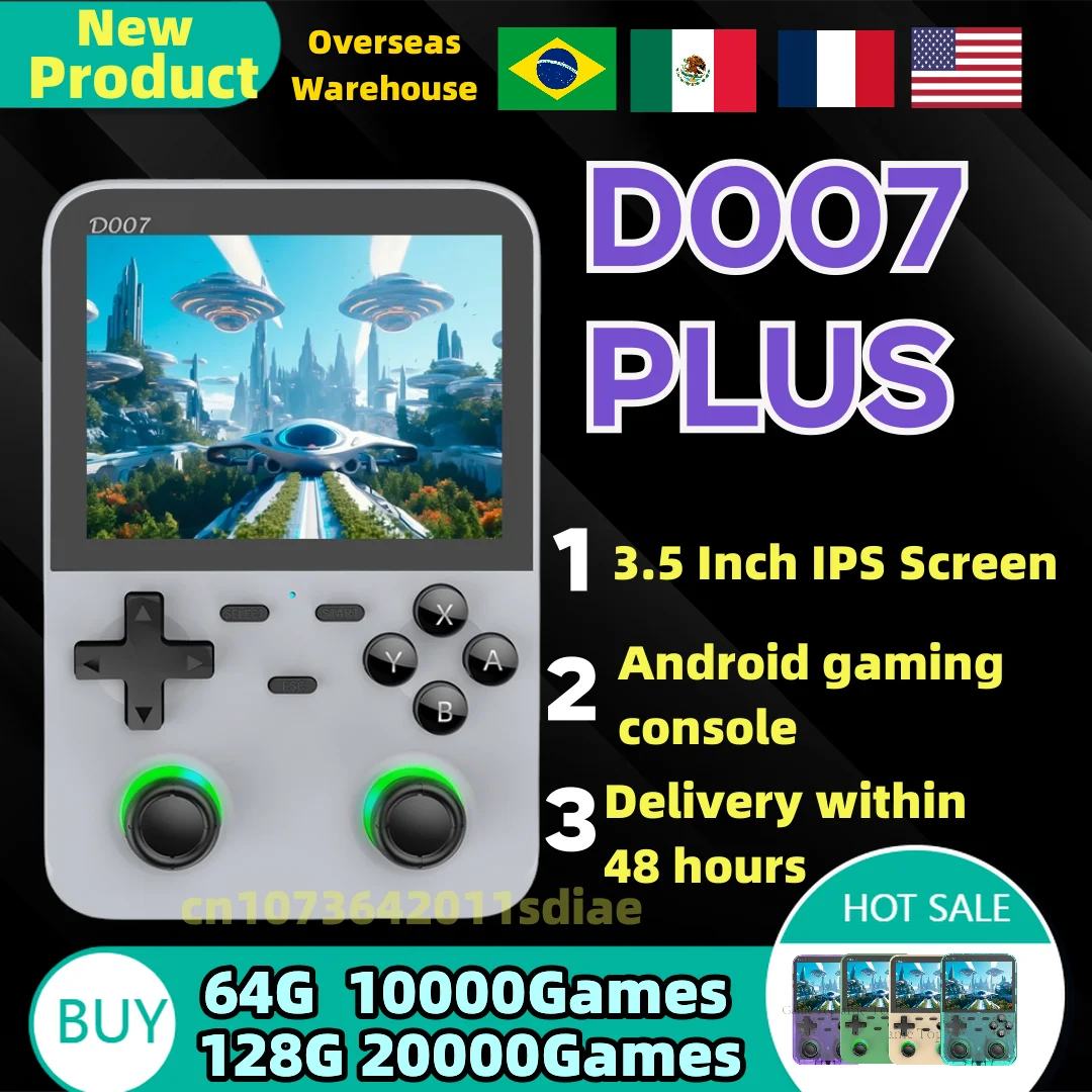

NEW D007 Plus 3.5 Inch IPS Screen 640x480 Retro Video Handheld Game Console Android Linux System Portable Games Player 2500mAh