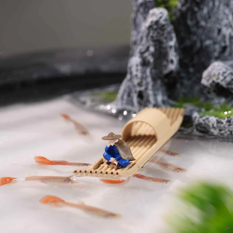 Mini 3D Floating Boat Bamboo Raft Fish Tank Bonsai Art Crafts Micro Landscape Ornaments Creative Aquarium Decor Accessories Sc7bc4bd7f7dd4299b84c4933b995dee68