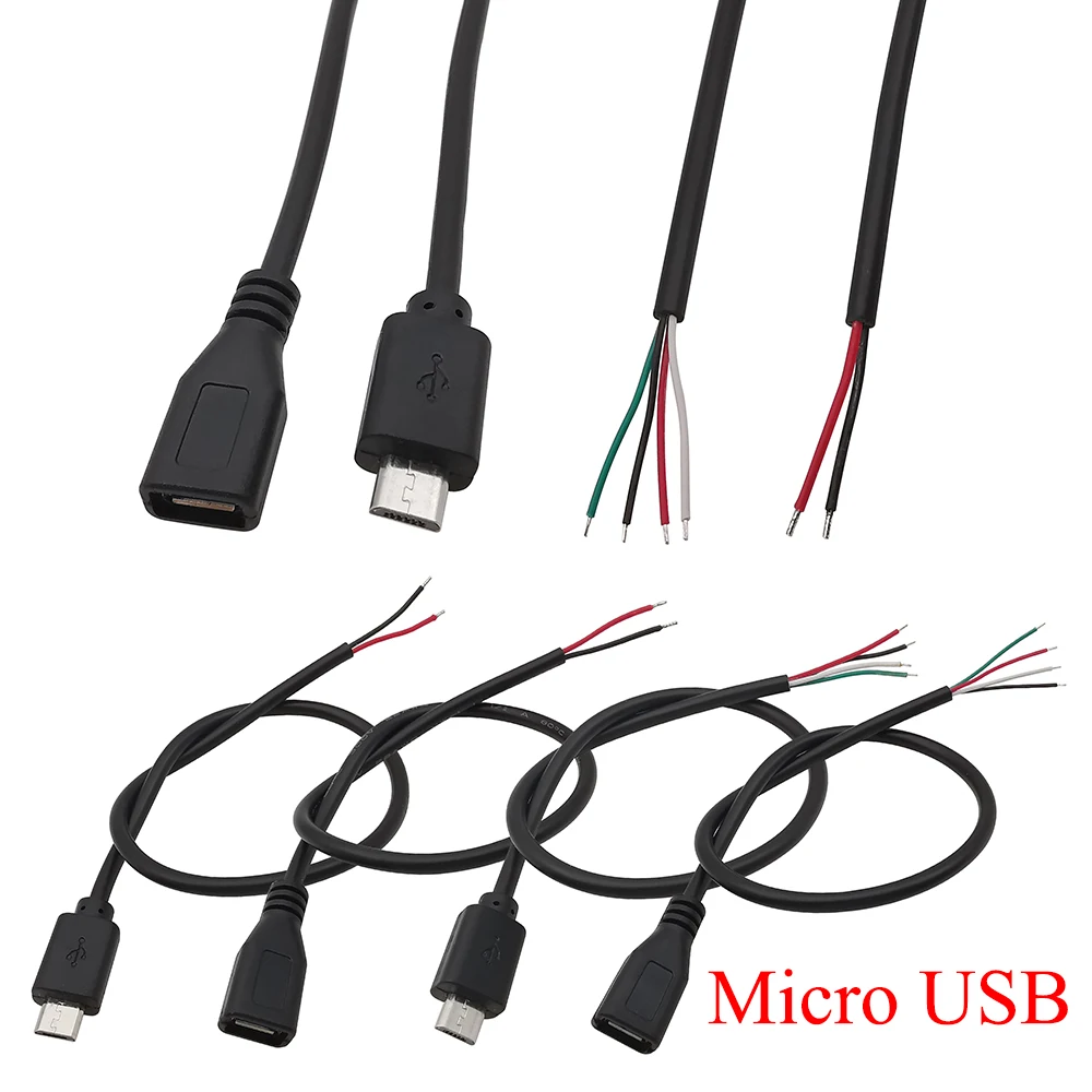 /5pcs Micro-USB-Stecker Buchse Buchse Netzteil Kabel Ladegerät Kabelst ecker 2-polig 4-polig Verlängerung kabel Leitung DIY Reparatur
