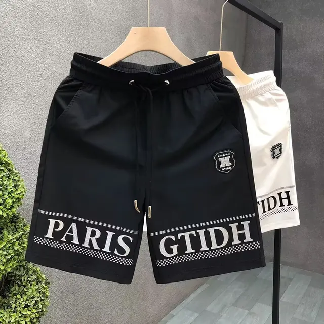 American Gym Shorts High Quality Men's Shorts Summer Fashion White Sports Short Pants High Street Men's Clothing Streetwear 2024 2