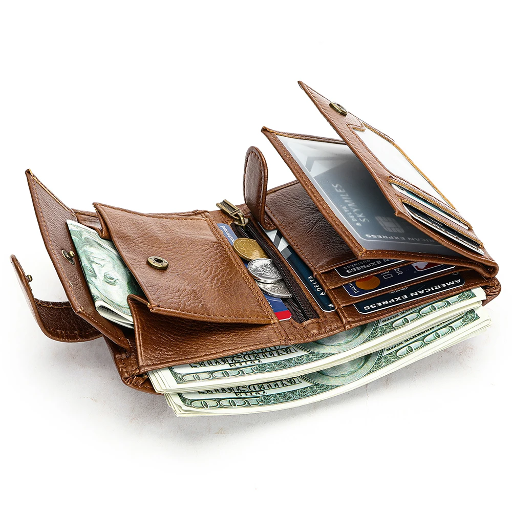 WESTAL Leather Wallet Men's Multi-Function Card Bag Short Money Clip Layer Cowhide Premium Men's Wallet 2