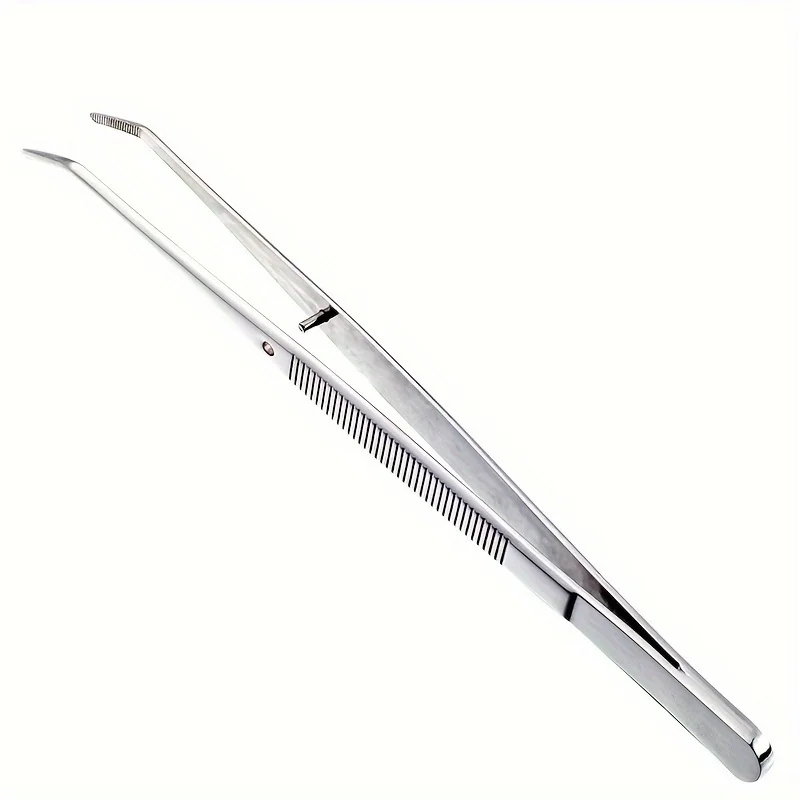 1pcs / 2pcs Stainless Steel Multi-Purpose Tweezers - Perfect For Nail Art, Dental Crystals & Cotton Picking 2