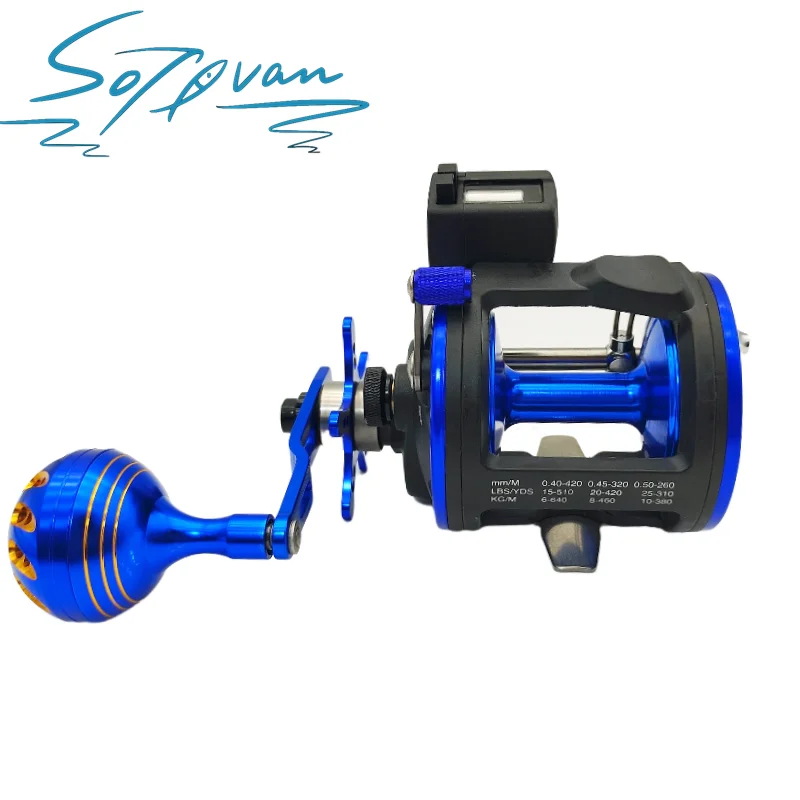 thumbnail image 2 of KOSDFOGE Trolling Reel, Fishing Reel Trolling Reels Equipped With Line Counter Black Trolling Saltwater Offshore Reel Wheel 2 of 11