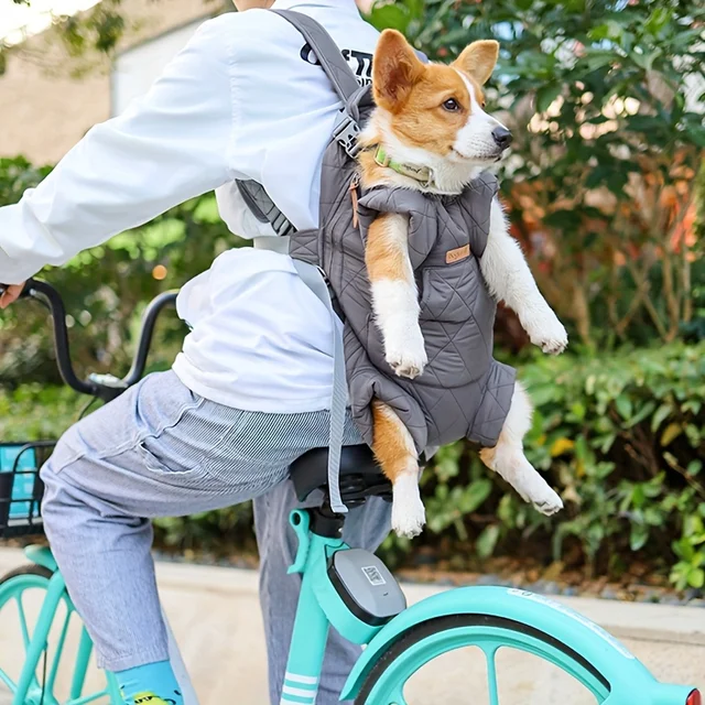 Cozy Pet Carrier Backpack for Dogs - Fleece-Lined, Front Legs Out, Hands-Free Design for Hiking & Travel. 2