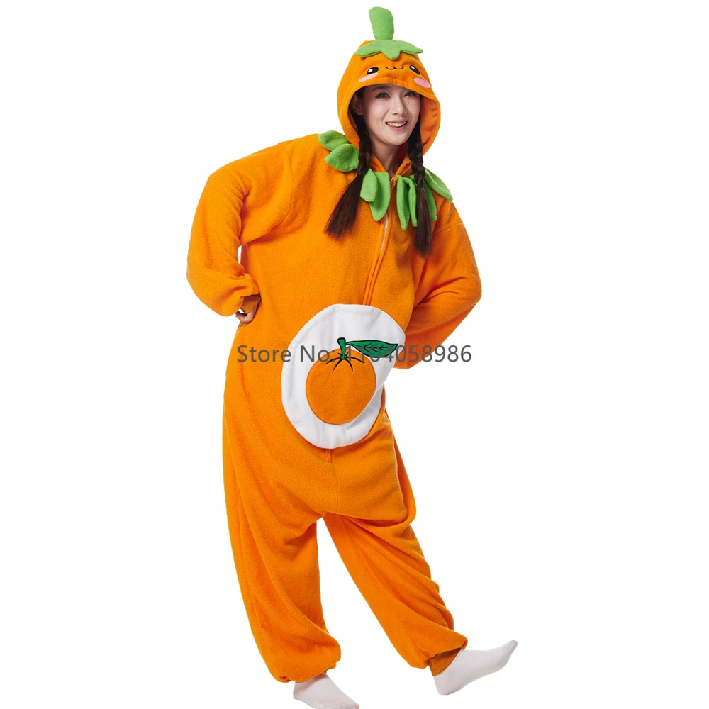 Fruit Kigurumi Costume Halloween Onesie Orange For Women Men Adult Kids Pyjamas Cartoon Pajama Cosplay Party Homewear