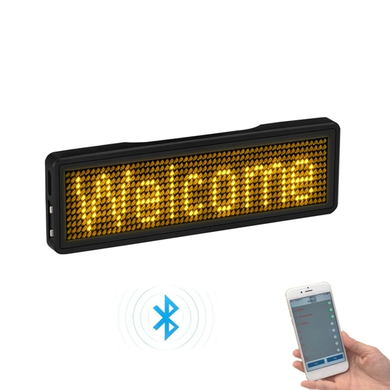 Bluetooth LED Name Badge Rechargeable Light Sign DIY Programmable Scrolling Message Board Display LED Type 2 Bluetooth Led Name Badge