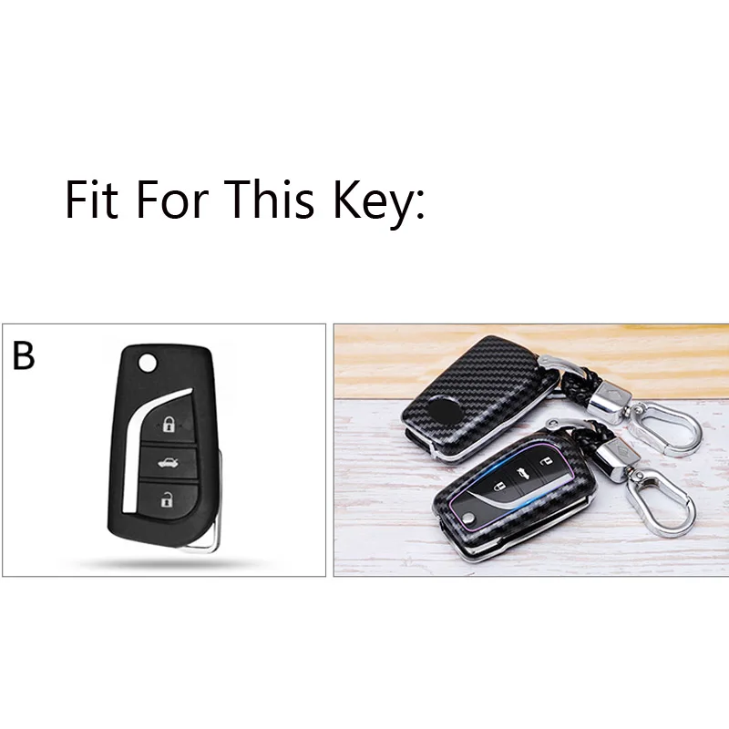 Custodia per chiave auto completa in ABS in fibra di carbonio per Toyota Yaris Auris Corolla Reiz Avensis Verso Aygo Rav4 Scion TC IM 2020 21 - Sc7bca5d6801f4157a6cd714bb9a7aa6cm