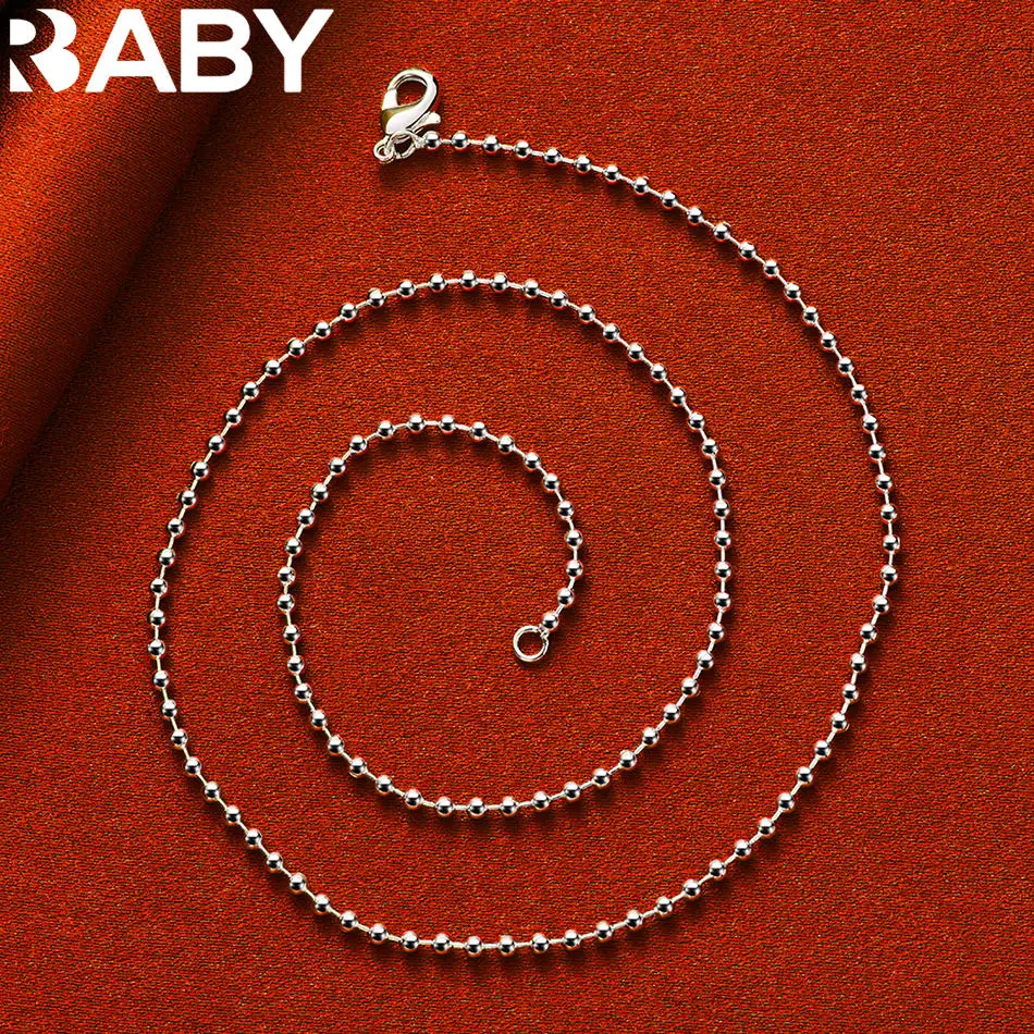 Urbaby 925 Sterling Silver 40-75Cm 2Mm Beads Necklace For Women Anniversary Gift Popular Wild Fashion Romantic Jewelry Sc7Bcac40D30C47F4Bcb1E59C151A009Dj
