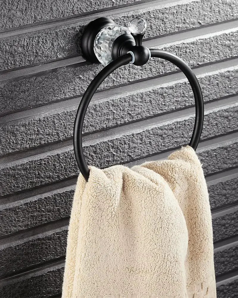 Crystal bathroom towel ring towel rack holder Chrome Towel Ring Towel Bar accessories Gold Black
