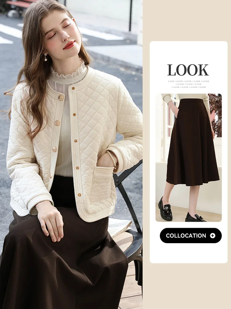 أعتقد أنك سترة مبطنة امرأة 2025 المشمش الفرنسية طا...