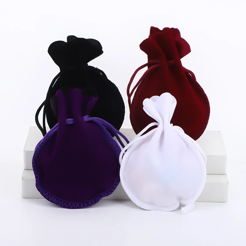 100Pcs/Lot Drawstring Gourd Velvet Bags For Ring Earrings Necklace Jewellery Pouches 7x9 9x12cm Gift Packaging Bag Custom Logo