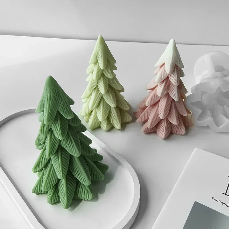 3D Christmas Tree Candle Molds Silicone Pine Tree Silicone Mold for Epoxy Resin Casting DIY Aromatherapy Candles