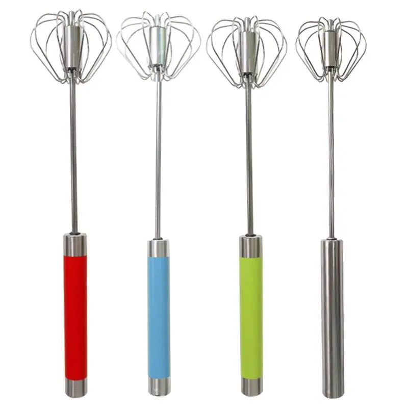 

Egg Beater Rustproof Egg Whisk Hand Push Mixer Stainless Steel Semi-Auto Whisk For Whisking Stirring Cooking Baking Egg Blender