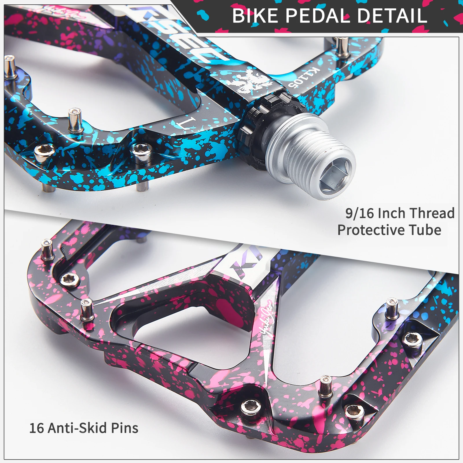Pedale VTT VTT Pédale de vélo Ultra-légère CNC Alliage d'aluminium Un M Route Bicycle Lisse des roulements 9/16 Fil Pedale Velo (Color : JT07-BLACK